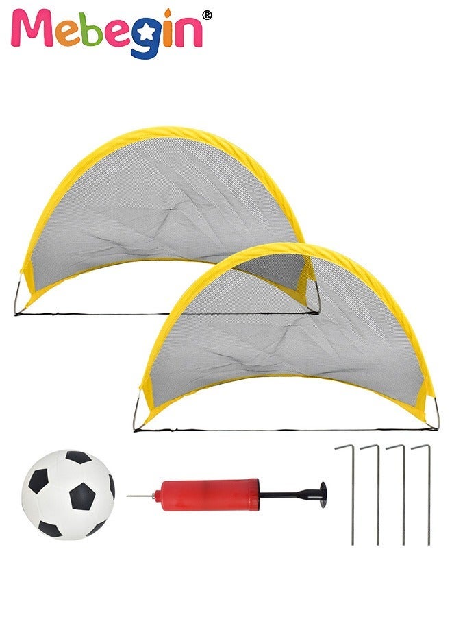 MEBEGIN Portable Soccer Goal Net Set with Soccer Ball and Air Pump, 2PCS Pop Up Training Soccer Goals for Backyard, Indoor or Outdoor Versions, Easy Assembly, Great for Kids and Adults, 68*39*33cm - Image 1